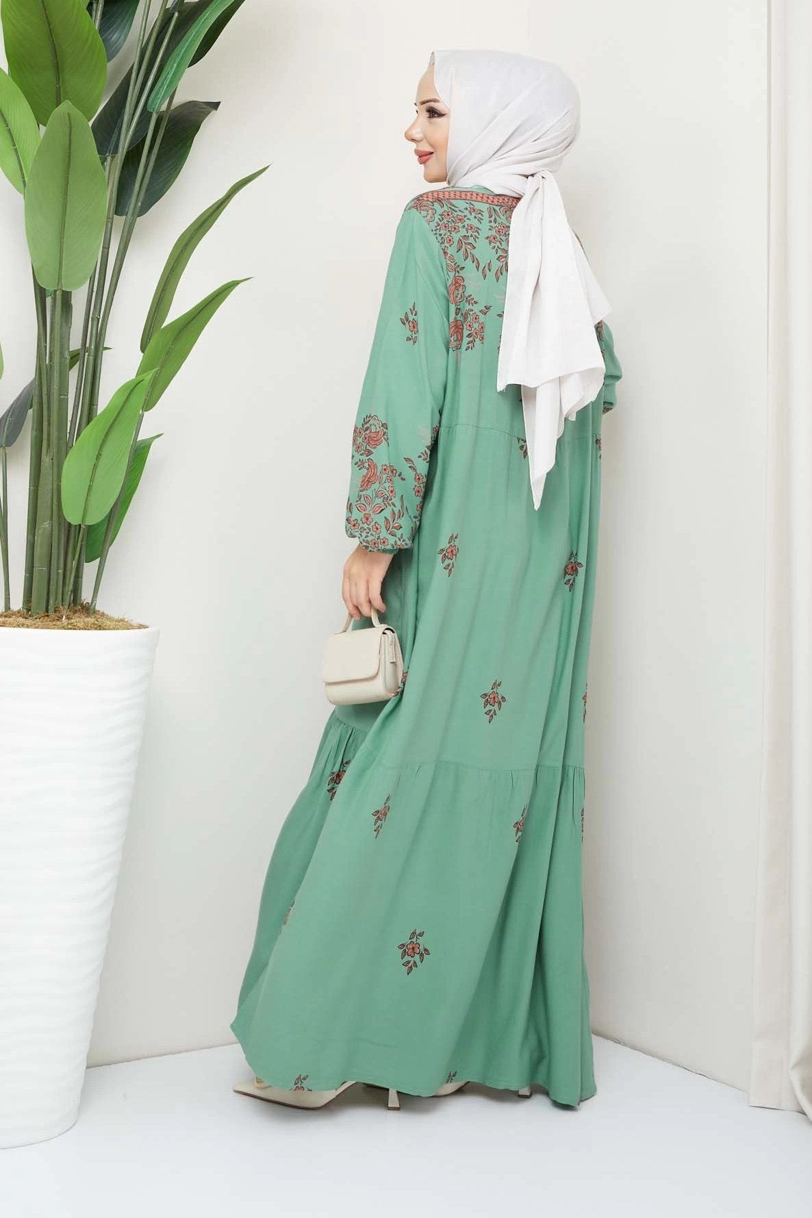 Printed Viscose Mint Dress