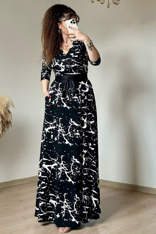 Full-Length White Patterned Dress