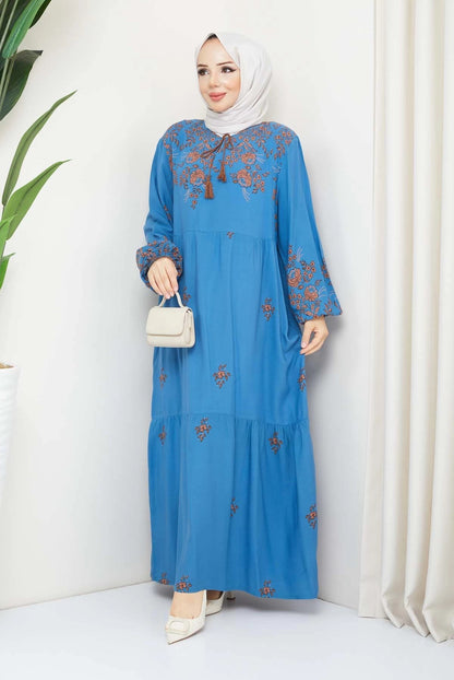 Printed Viscose Blue Dress