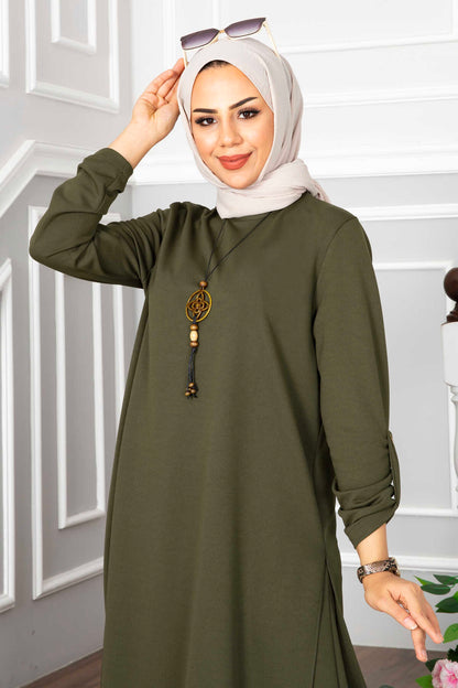 Simple Lycra Orma Khaki 3 Pieces Suit