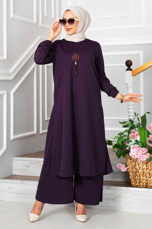 Simple Lycra Orma Purple 3 Pieces Suit