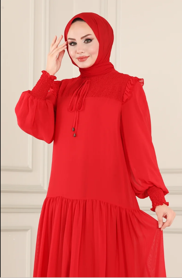 Chiffon Crimson Dress