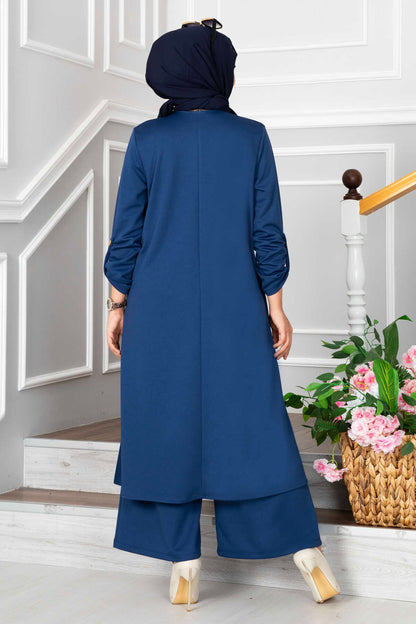 Simple Lycra Orma Dark Blue 3 Pieces Suit