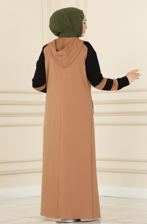 Hooded Sport Cotton Latte Abaya