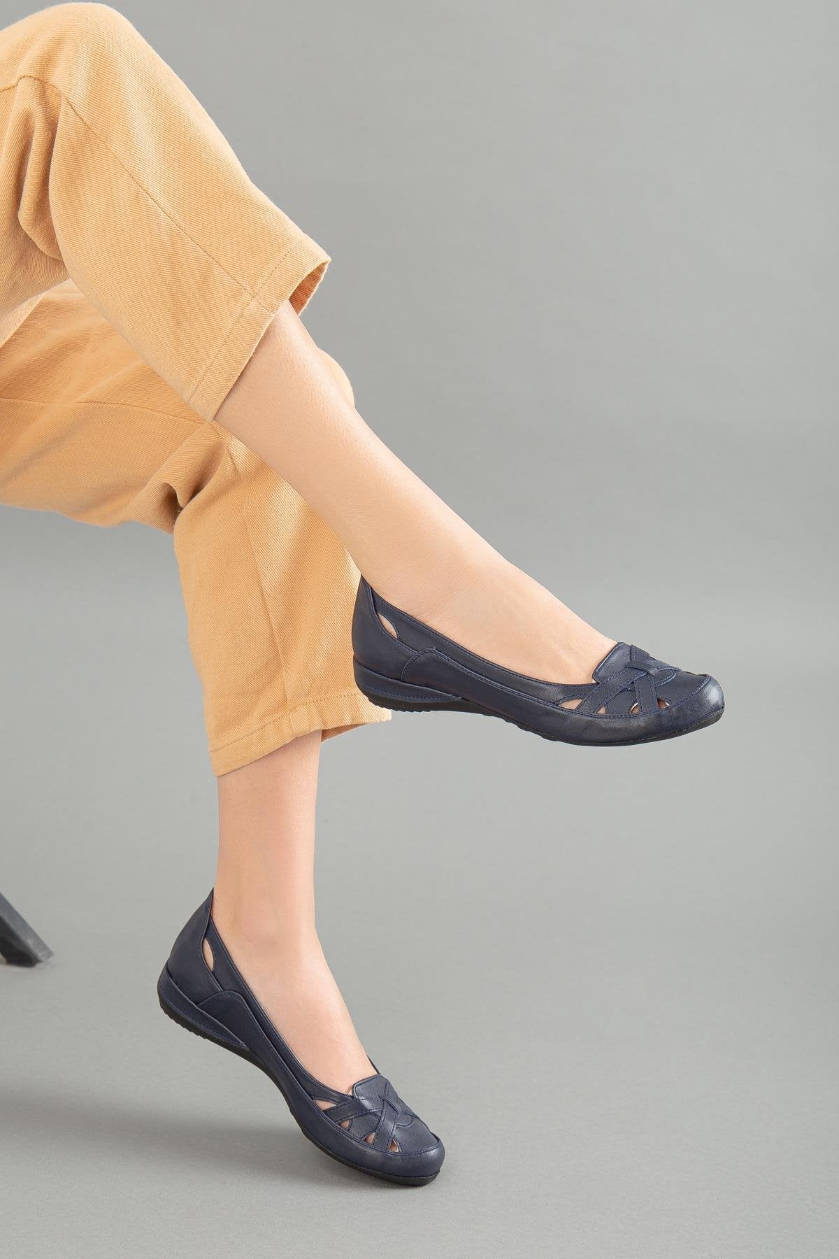 Women Ballerina Casual Stylish Navy Blue Shoes