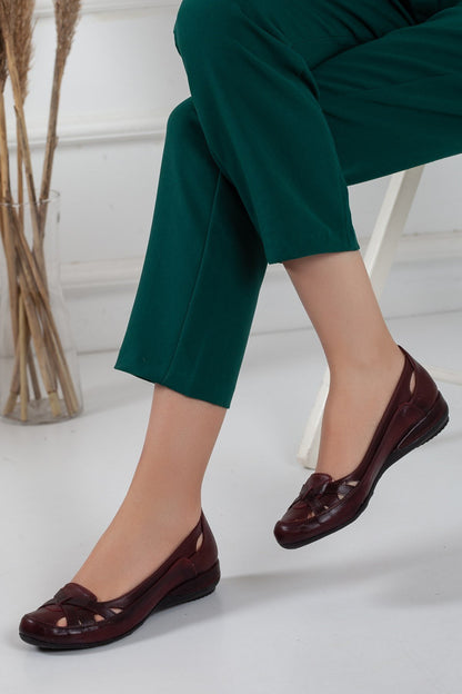 Women Ballerina Casual Stylish Claret Red Shoes