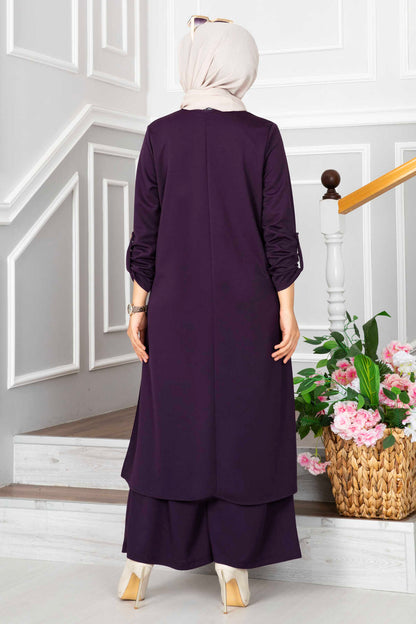 Simple Lycra Orma Purple 3 Pieces Suit