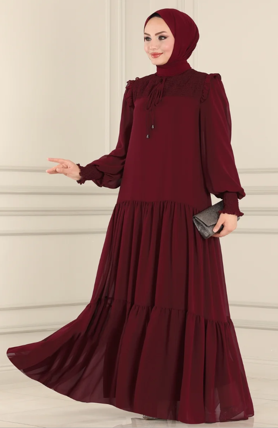 Chiffon Claret Red Dress