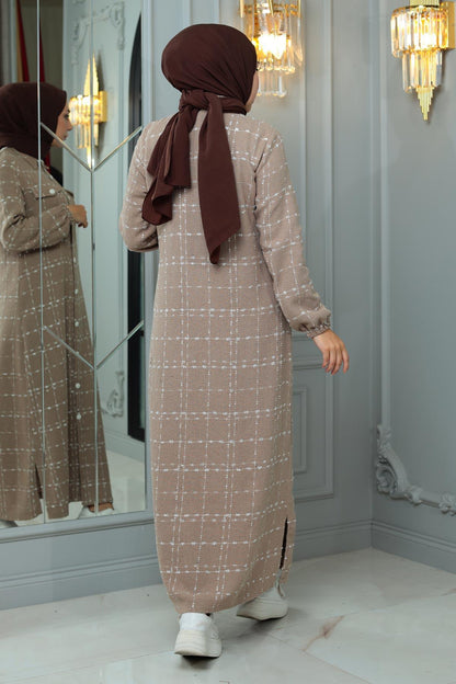 Tweed Checkered Cashmere Beige Coat